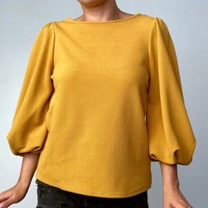 Green Envelope Balloon Puffy 3/4 Sleeve Blouse